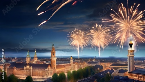 Oktoberfest Fireworks Over Munich Depict a breathtaking