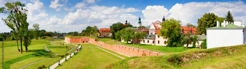 Historical defensive fortifications in the historic center of Zamosc, panorama, banner. Poland Historical defensive fortifications in the historic center of Zamosc, panorama, banner. Poland