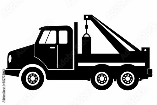 Tow truck silhouette black vector art illustration  photo