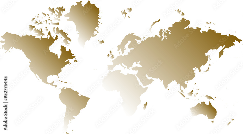 Obraz premium gold world map