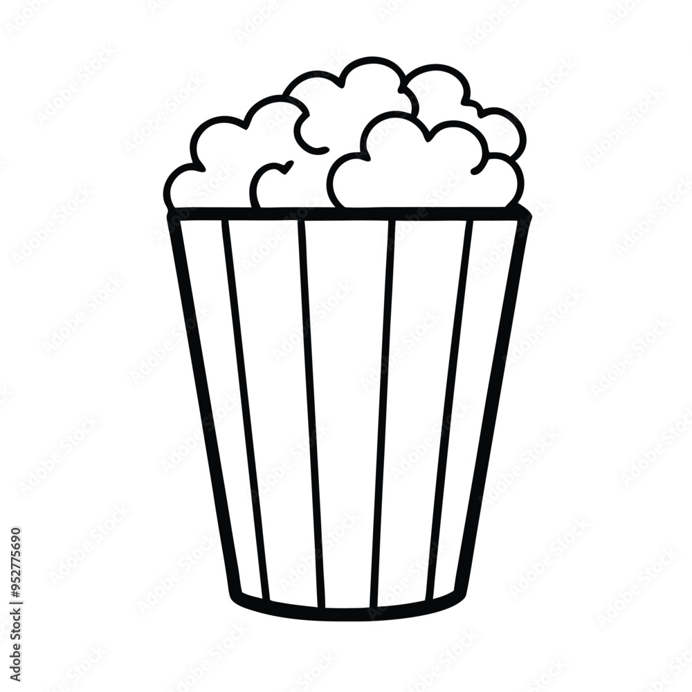Popcorn in a cup vector silhouette, isolated white background Popcorn in a cup vector silhouette, isolated white background