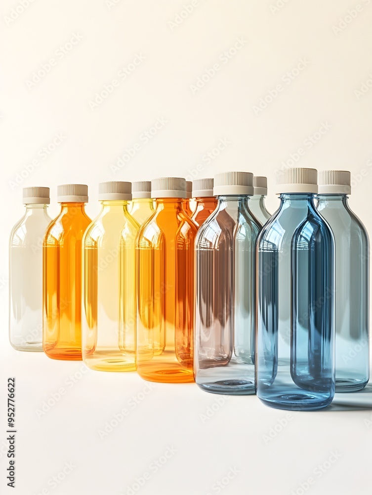 Diverse Assortment of Reusable Camping Water Bottles in Minimal Studio Setup Diverse Assortment of Reusable Camping Water Bottles in Minimal Studio Setup
