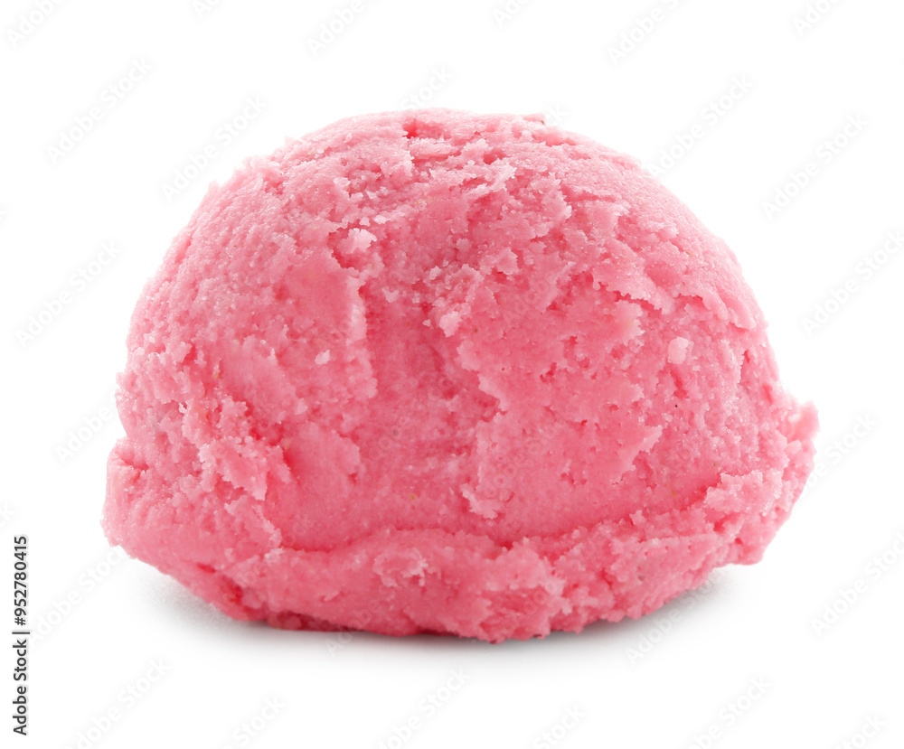 Scoop of tasty watermelon sorbet isolated on white Scoop of tasty watermelon sorbet isolated on white