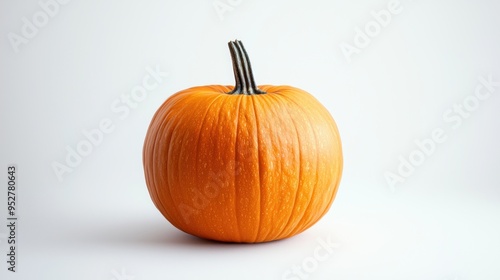 A Single Orange Pumpkin Isolated on a White Background