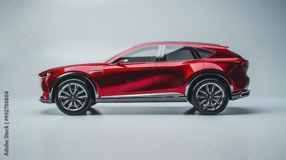 sleek red suv showcased in minimalist white studio multiple angles highlighting aerodynamic design subtle reflections emphasizing premium finish sleek red suv showcased in minimalist white studio multiple angles highlighting aerodynamic design subtle reflections emphasizing premium finish