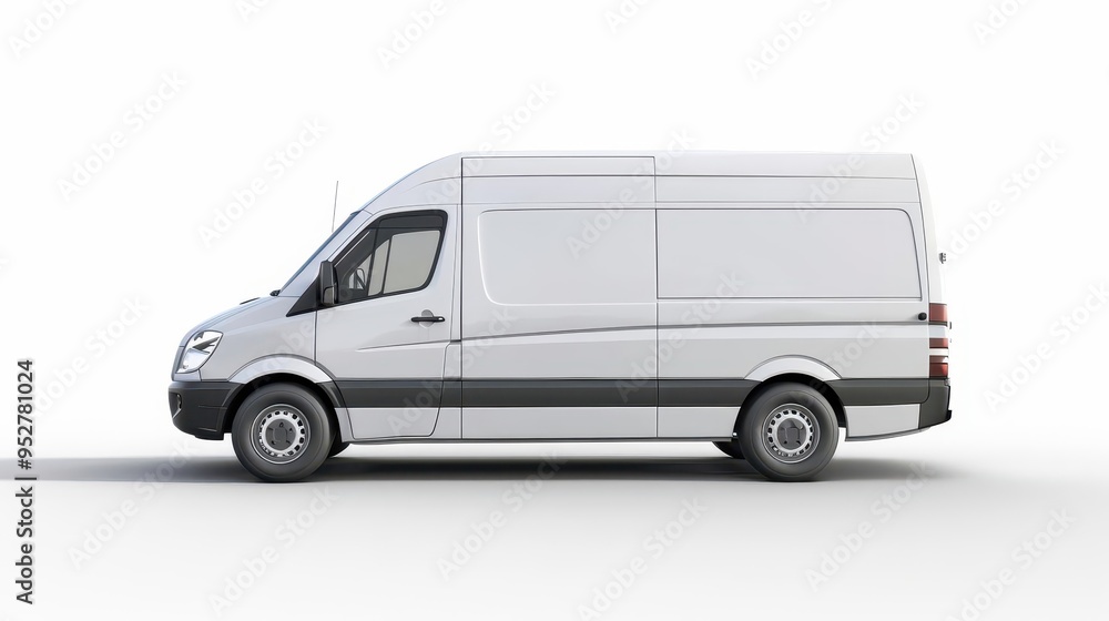 sleek white delivery van isolated on pure white background clean lines and modern design emphasize efficiency and reliability in logistics and transportation