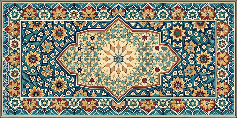 Fototapeta Arabic design decorations with intricate patterns and geometric shapes , Islamic, Middle Eastern, ornate