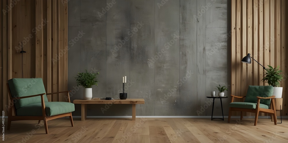 Living room with green armchair on empty dark concrete wall background.3d rendering
Living room with green armchair on empty dark concrete wall background.3d rendering