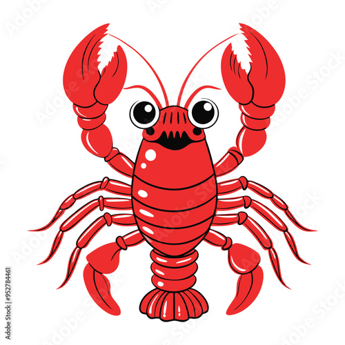 Hand drawn crawfish vector illustration white background