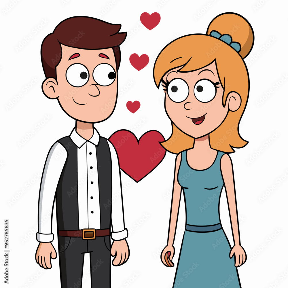 Couples Starting Date Vector Art with White Background Couples Starting Date Vector Art with White Background