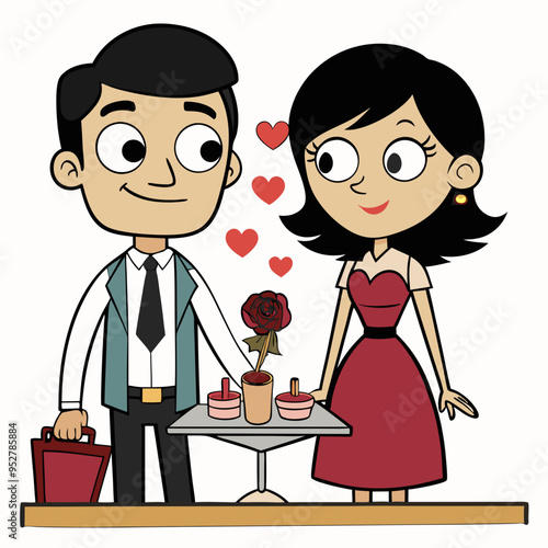 Couples Starting Date Vector Art with White Background