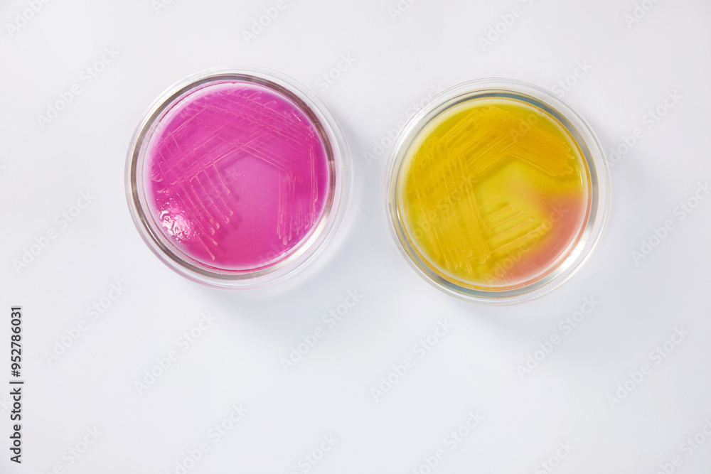 Microbiology Laboratory. Petri Dishes with Various Bacteria Samples Microbiology Laboratory. Petri Dishes with Various Bacteria Samples
