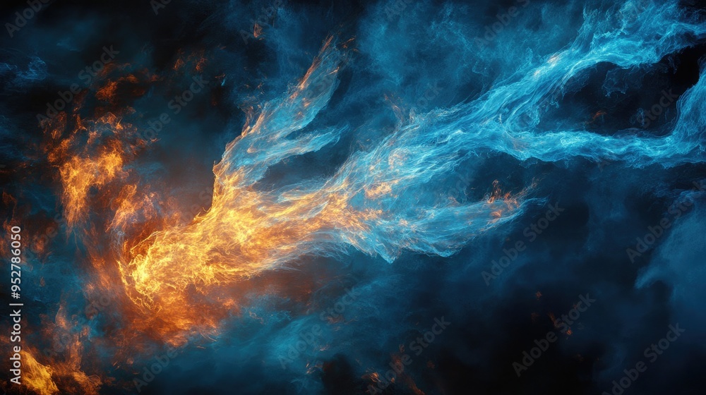 Fire burns with smoke. Generative AI Fire burns with smoke. Generative AI