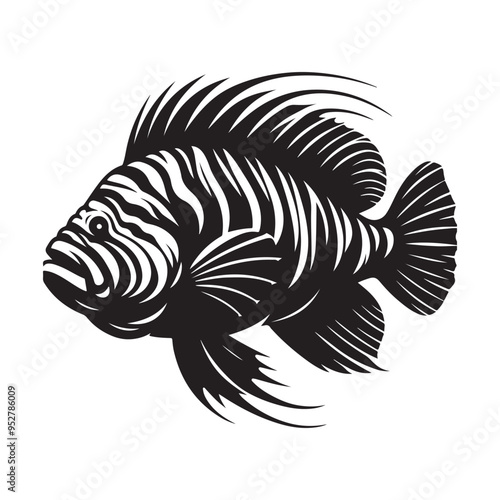 Goliath Tigerfish Silhouette Vector Illustrations - High-Quality Graphic Design