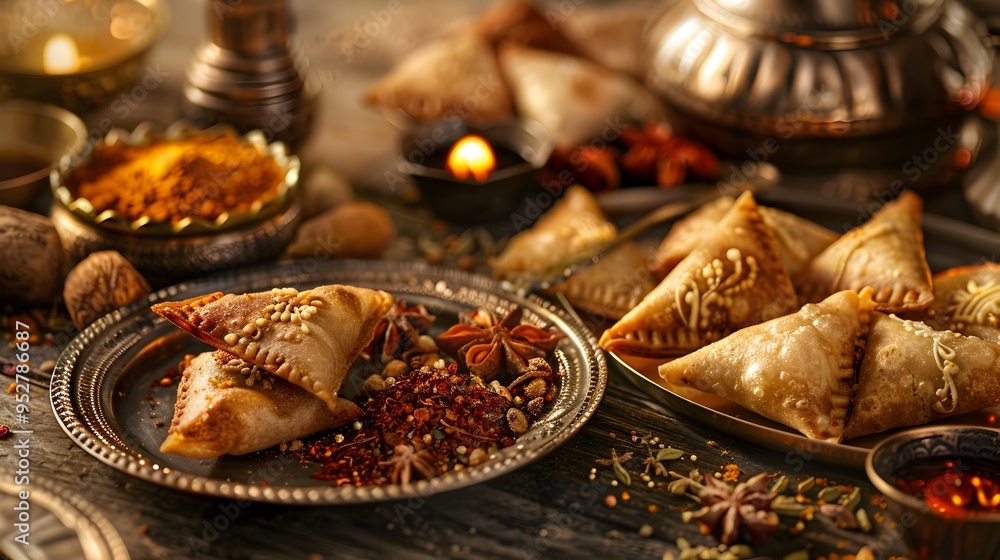 Highdefinition Cinematic Diwali Thali Closeup Highdefinition Cinematic Diwali Thali Closeup