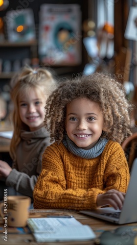 Diverse Group of Children Smiling Together in a Learning Environment