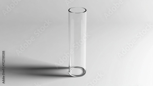 A clear glass cylinder on a light surface, showcasing simplicity and transparency.