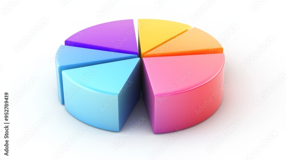 Detailed 3D pie chart with gradient colors and clear data labels, displayed on a white background for a clean and professional visual representation. Detailed 3D pie chart with gradient colors and clear data labels, displayed on a white background for a clean and professional visual representation.