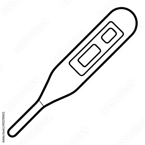 Electronic Thermometer - Isolated line art Vector Illustration