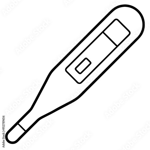 Electronic Thermometer - Isolated line art Vector Illustration