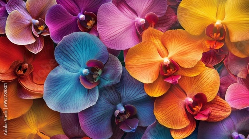 Orchids in peak bloom. Generative AI