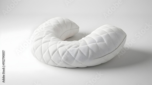 Soft and Plush White Neck Pillow on Clean Minimal Background