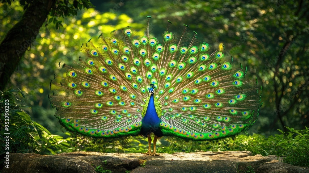 Obraz premium Peacock forest. Generative AI