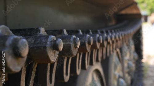 Continuous track of armored tractor from the Cold War (MTLB)