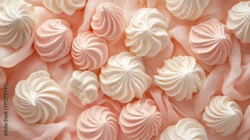 Obraz na płótnie Pink meringue cookies delicate. Generative AI