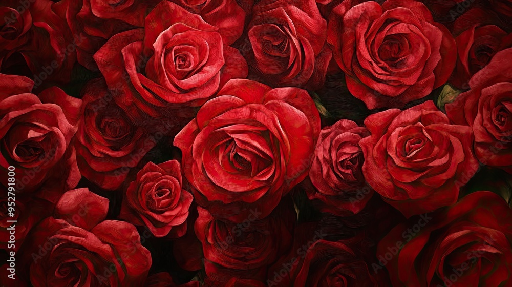 Obraz premium Red roses close up. Generative AI