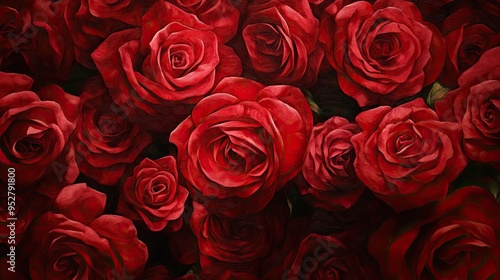 Red roses close up. Generative AI