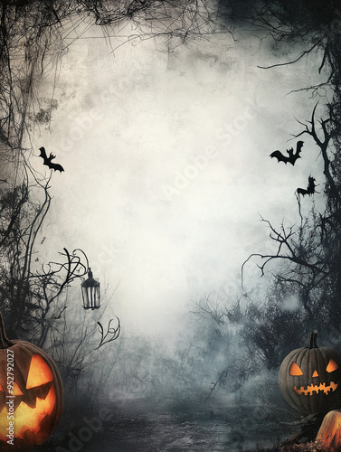 blank poster template with Halloween border photo