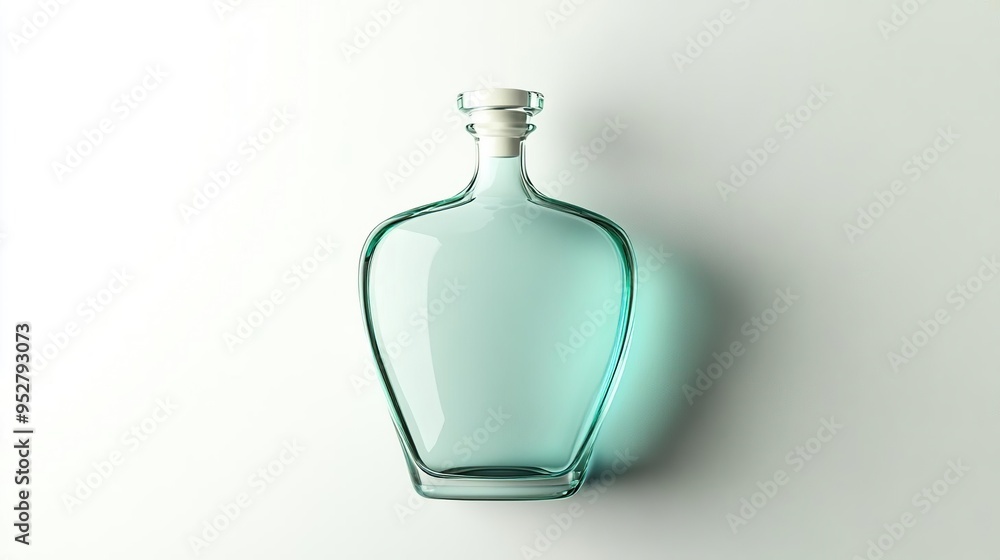 A clear glass bottle with a sleek design, likely for beverages or decorative purposes. A clear glass bottle with a sleek design, likely for beverages or decorative purposes.