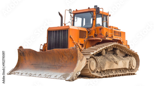 heavy-duty orange bulldozer with a large front blade isolated png transparent background