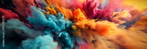 A dynamic concept art reveals a striking eruption of vibrant colors, illustrating the explosion of thoughts and creativity in a visually captivating manner