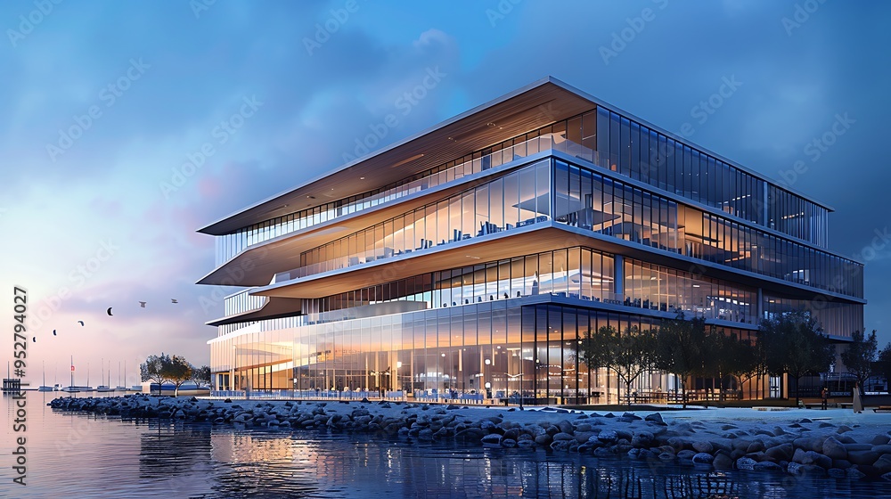 A sleek modern office building A sleek modern office building