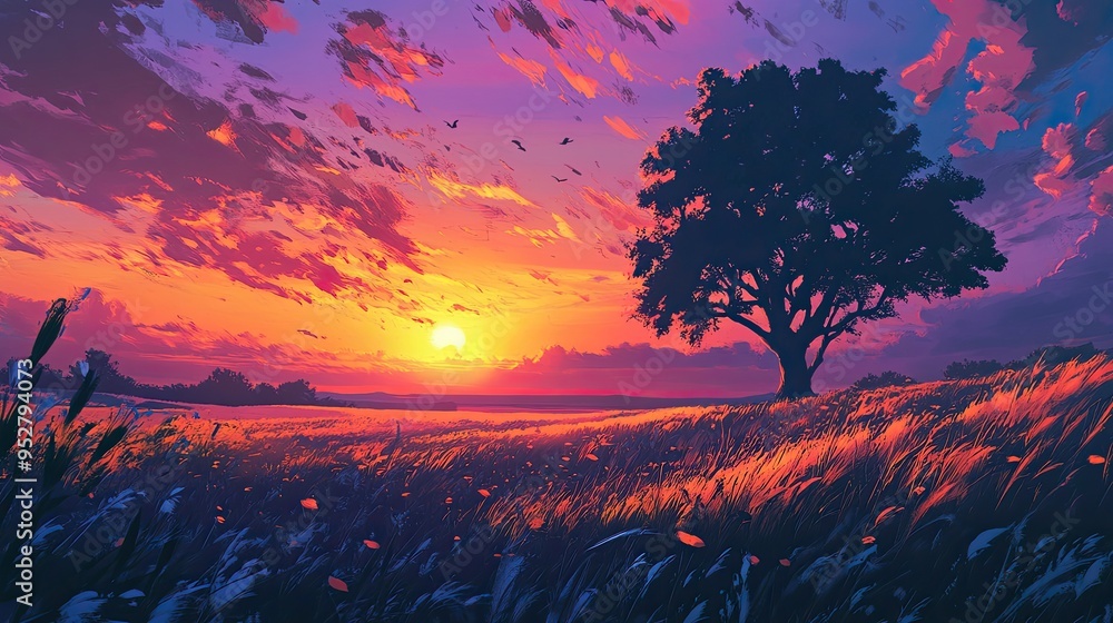 Sunset sky clouds. Generative AI Sunset sky clouds. Generative AI