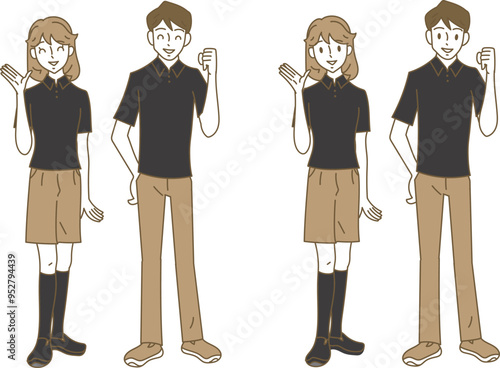 案内するアミューズメントスタッフの男女