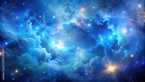 Wallpaper Mural Beautiful blue galaxy background with vibrant stars and nebula clouds, galaxy, background, stars, blue, beautiful, space Torontodigital.ca