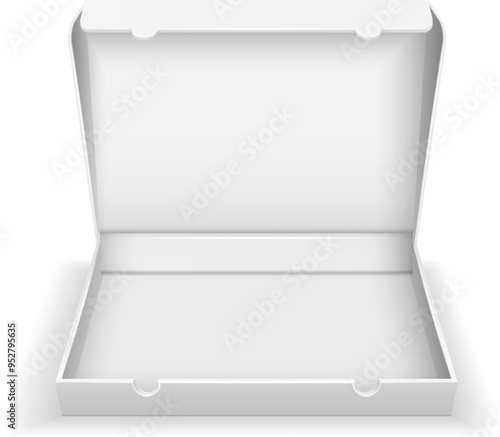 Open pizza box mockup. Empty realistic pack