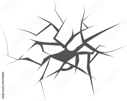 Broken glass cracks. Shattered screen damage effect