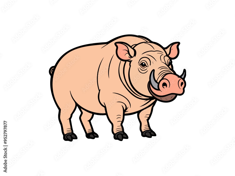 Cheerful pig cartoon with a prominent snout Cheerful pig cartoon with a prominent snout