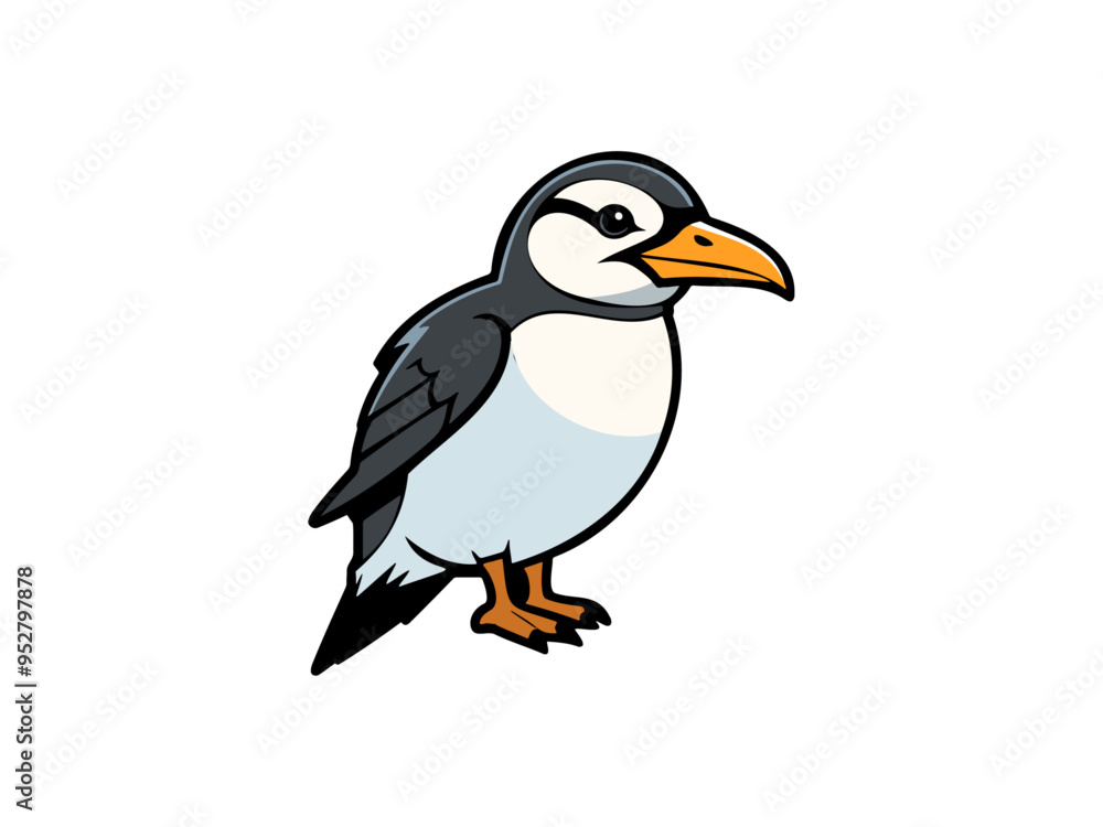 Fototapeta premium Black and white cartoon puffin