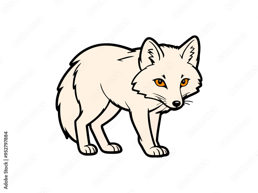 Orange-eyed cartoon fox looking down Orange-eyed cartoon fox looking down