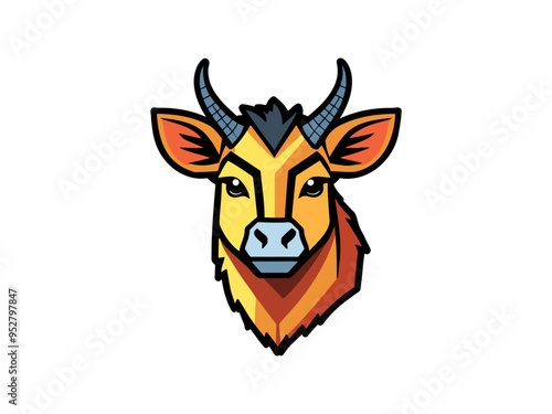 Artistic rendering of a horned cow