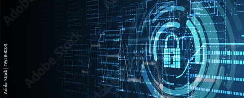 Glowing holographic data streams within a secure technological matrix