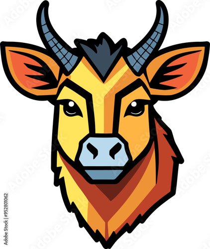 Artistic rendering of a horned cow