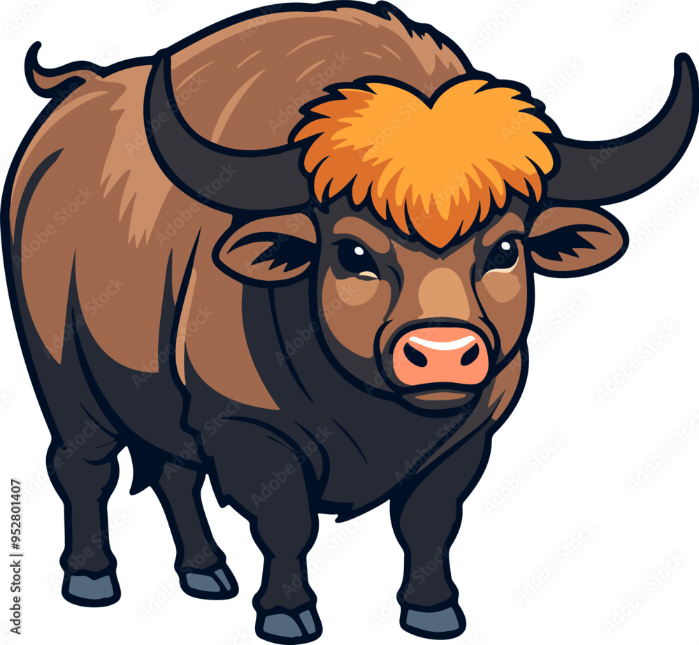 Majestic buffalo with curled horns Majestic buffalo with curled horns