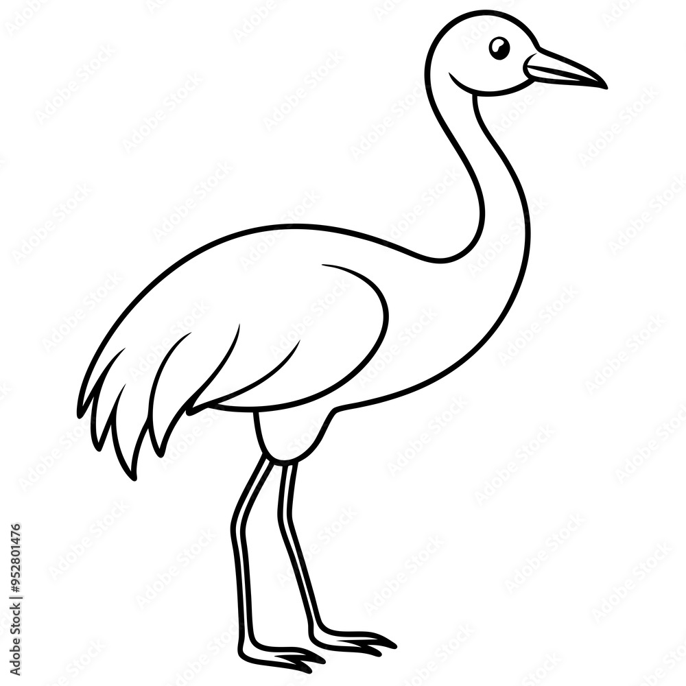 Happy Crane Full-Body Vector Illustration on White Background Happy Crane Full-Body Vector Illustration on White Background