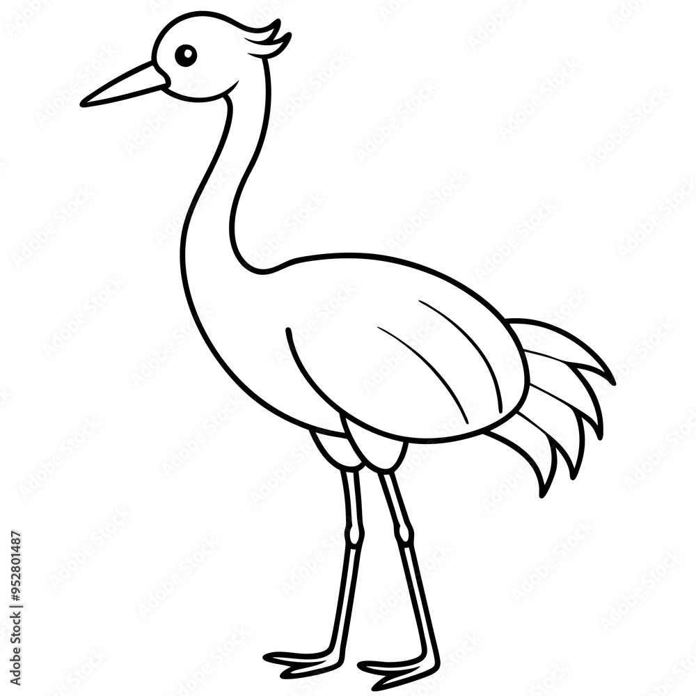 Happy Crane Full-Body Vector Illustration on White Background Happy Crane Full-Body Vector Illustration on White Background